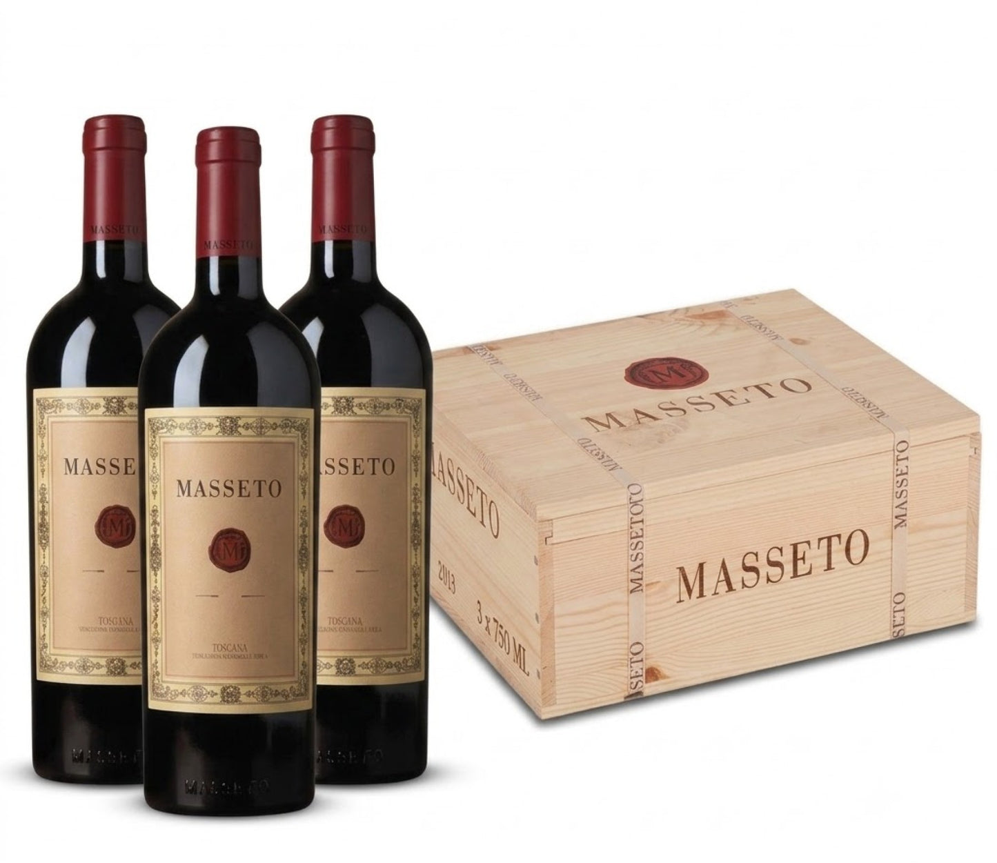 Masseto Toscana IGT 2022 3 bottiglie in Cassa Legno originale - Ornellaia